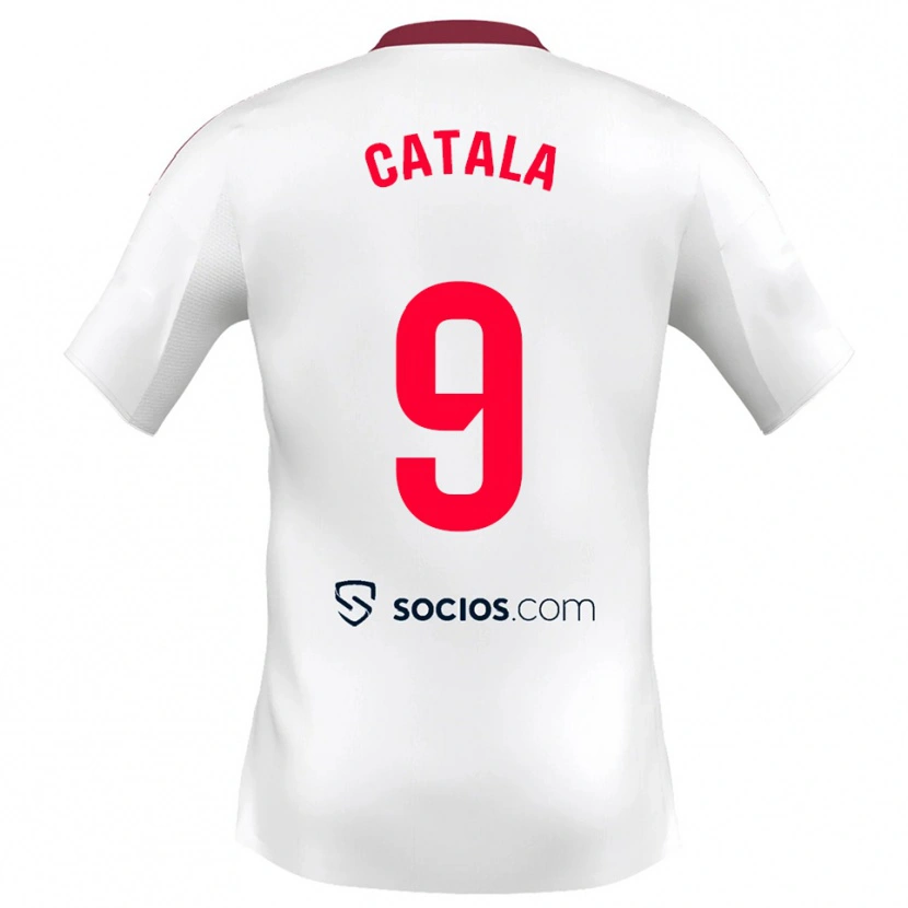 Danxen Uomo Maglia Rubén Catalá #9 Bianco Rosso Kit Gara Home 2025/26 Maglietta