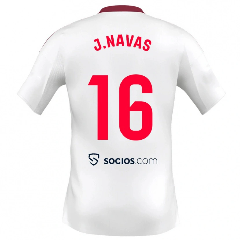 Danxen Uomo Maglia Jesus Navas #16 Bianco Rosso Kit Gara Home 2025/26 Maglietta