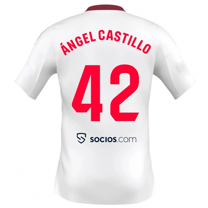 Danxen Uomo Maglia Manuel Ángel Castillo #42 Bianco Rosso Kit Gara Home 2025/26 Maglietta