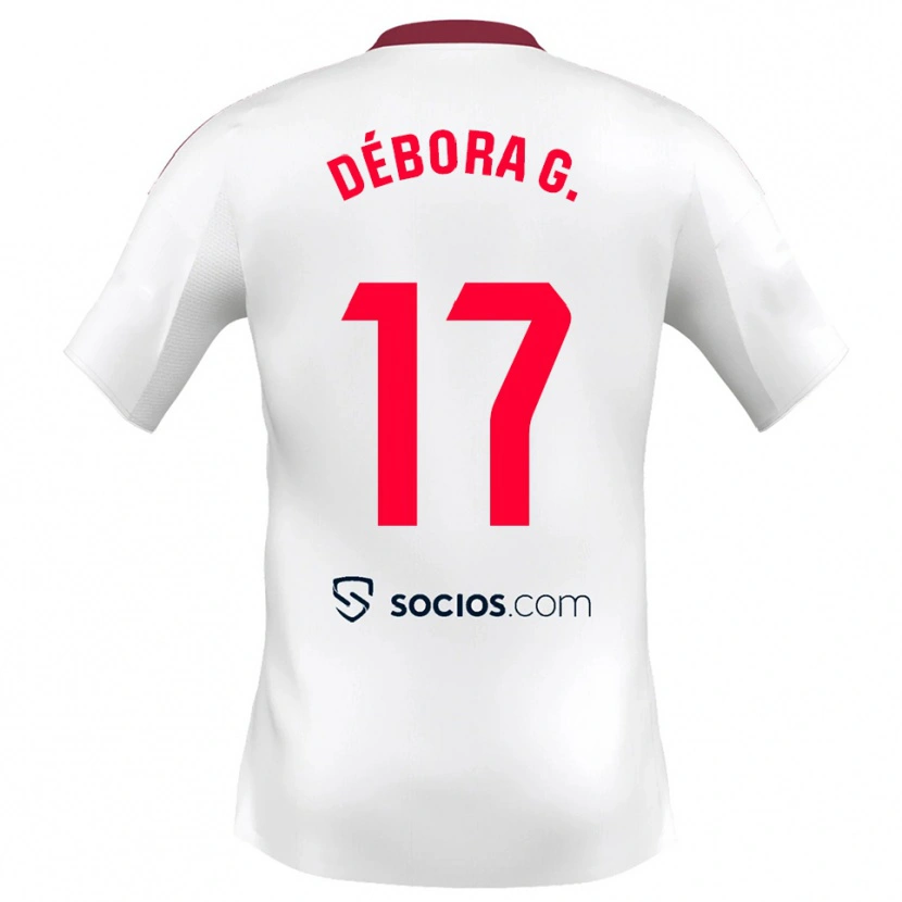 Danxen Uomo Maglia Débora García Mateo #17 Bianco Rosso Kit Gara Home 2025/26 Maglietta