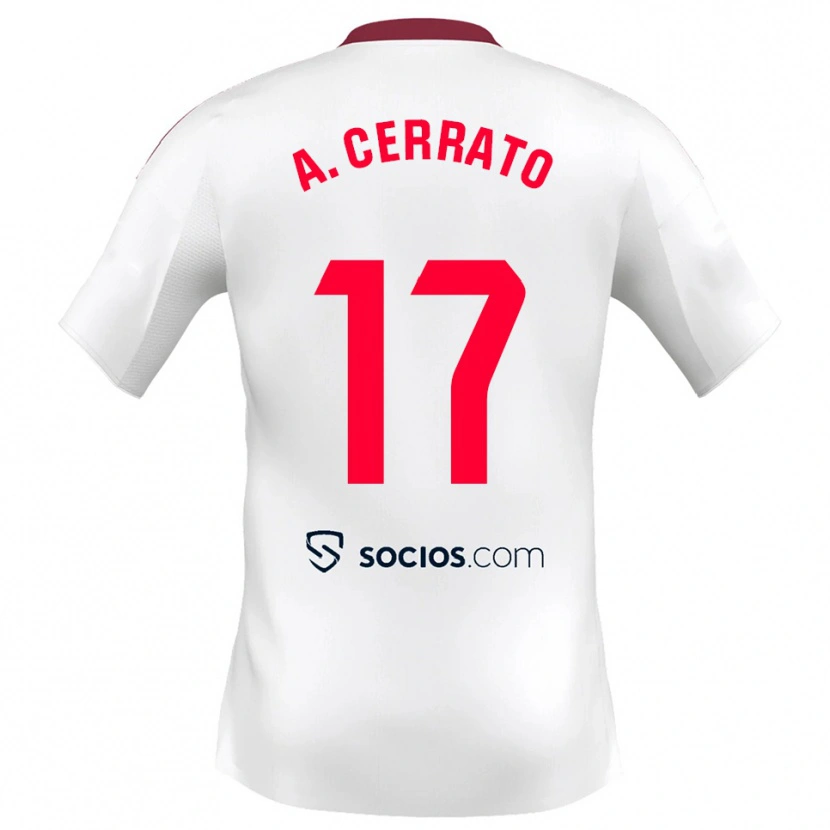 Danxen Uomo Maglia Alba Cerrato Izquierdo #17 Bianco Rosso Kit Gara Home 2025/26 Maglietta
