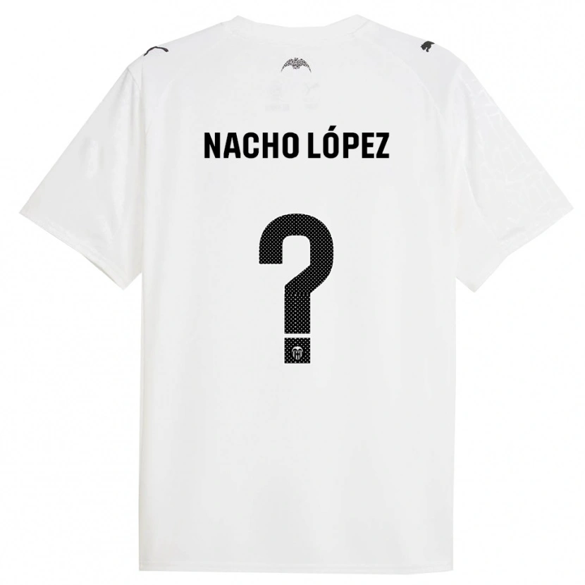 Danxen Uomo Maglia Nacho López #0 Bianco Nero Kit Gara Home 2025/26 Maglietta