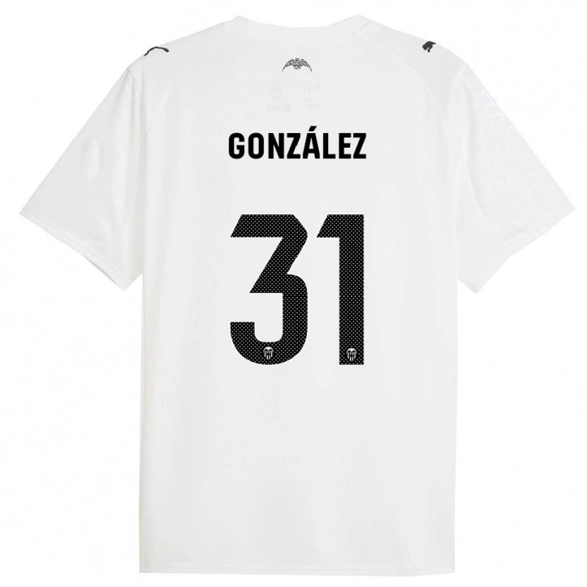 Danxen Uomo Maglia Mario González #31 Bianco Nero Kit Gara Home 2025/26 Maglietta