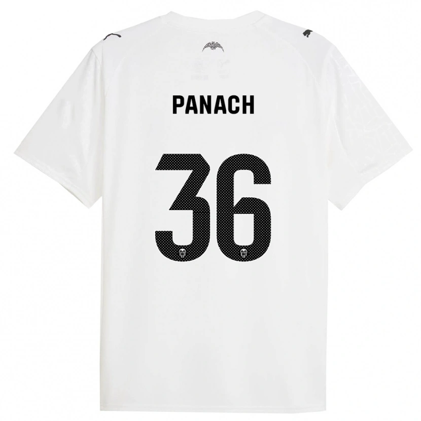 Danxen Uomo Maglia Alejandro Panach #36 Bianco Nero Kit Gara Home 2025/26 Maglietta
