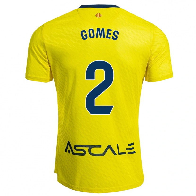 Danxen Uomo Maglia Vique Gomes #2 Giallo Blu Scuro Kit Gara Home 2025/26 Maglietta