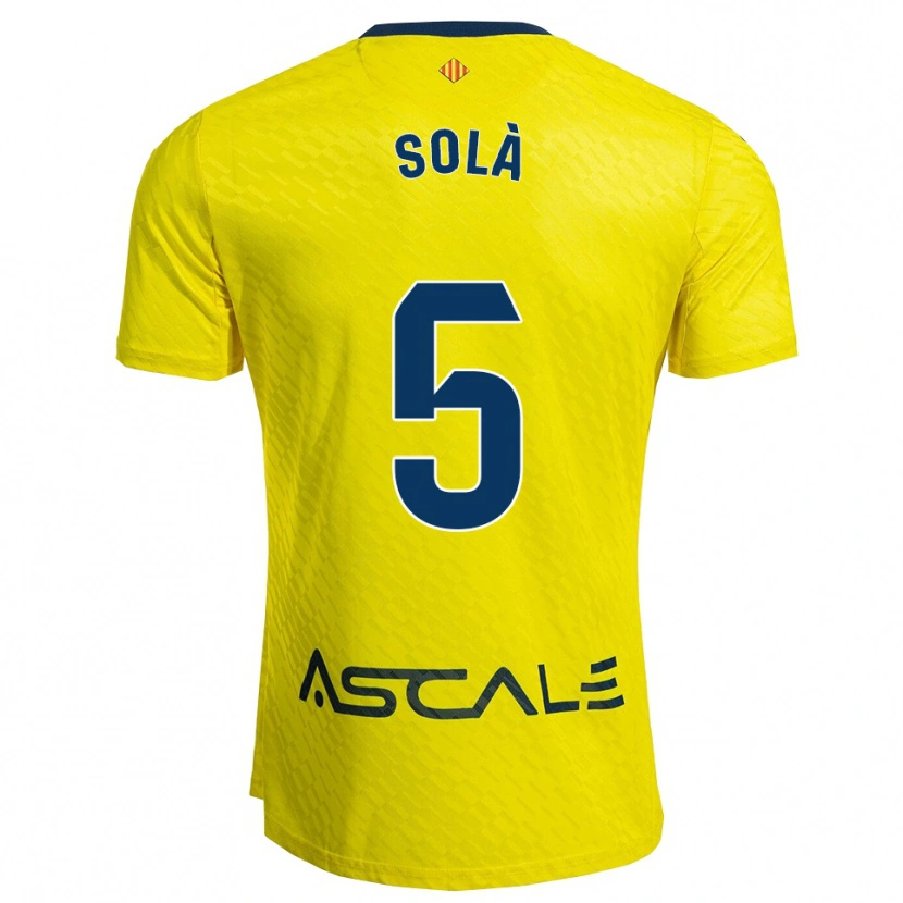 Danxen Uomo Maglia Arnau Solà #5 Giallo Blu Scuro Kit Gara Home 2025/26 Maglietta