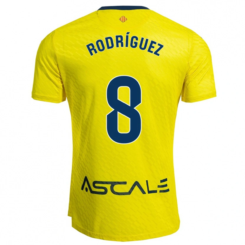 Danxen Uomo Maglia Unai Rodríguez #8 Giallo Blu Scuro Kit Gara Home 2025/26 Maglietta