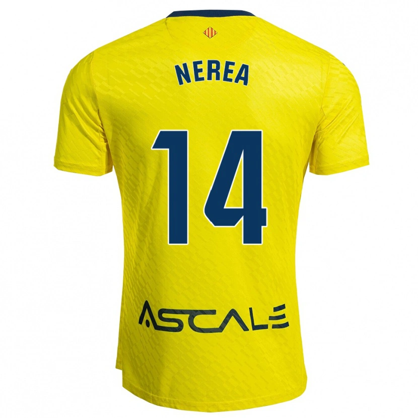 Danxen Uomo Maglia Nerea Pérez Machado #14 Giallo Blu Scuro Kit Gara Home 2025/26 Maglietta
