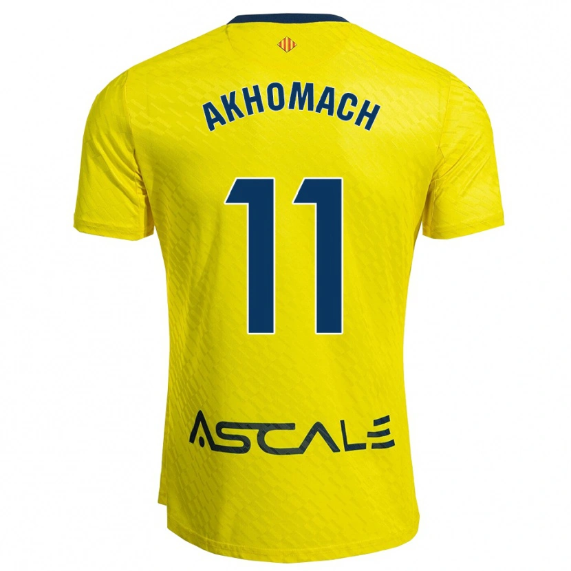 Danxen Uomo Maglia Ilias Akhomach #11 Giallo Blu Scuro Kit Gara Home 2025/26 Maglietta
