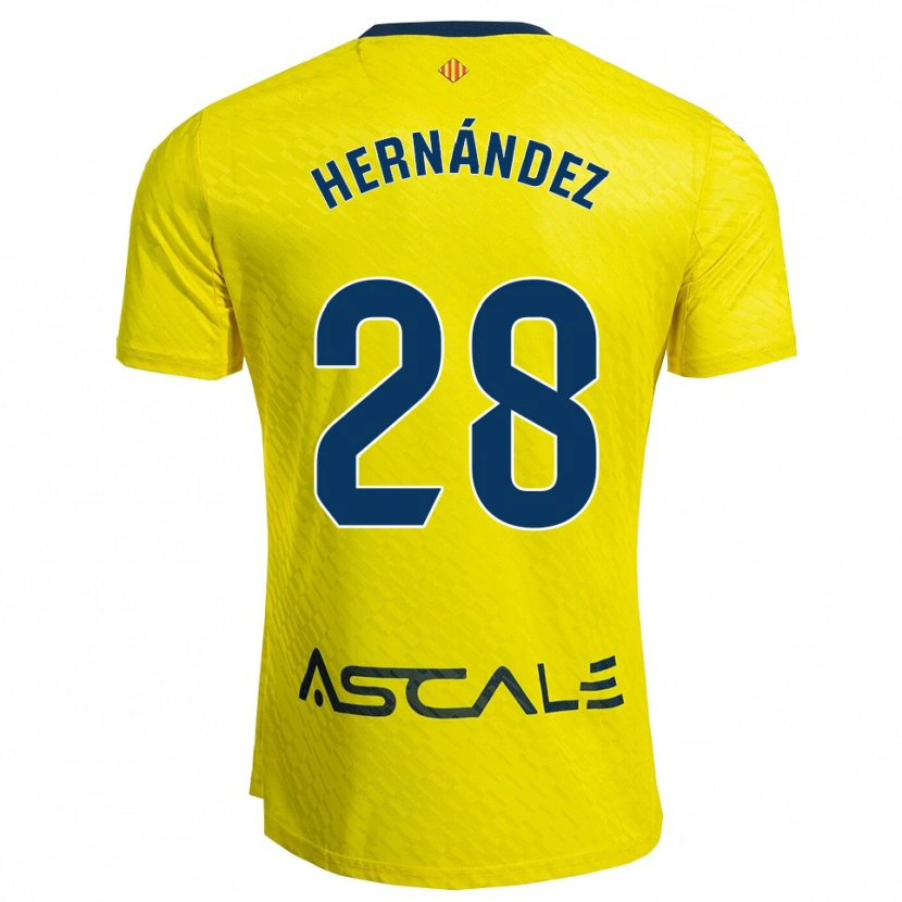 Danxen Uomo Maglia Gerard Hernández #28 Giallo Blu Scuro Kit Gara Home 2025/26 Maglietta
