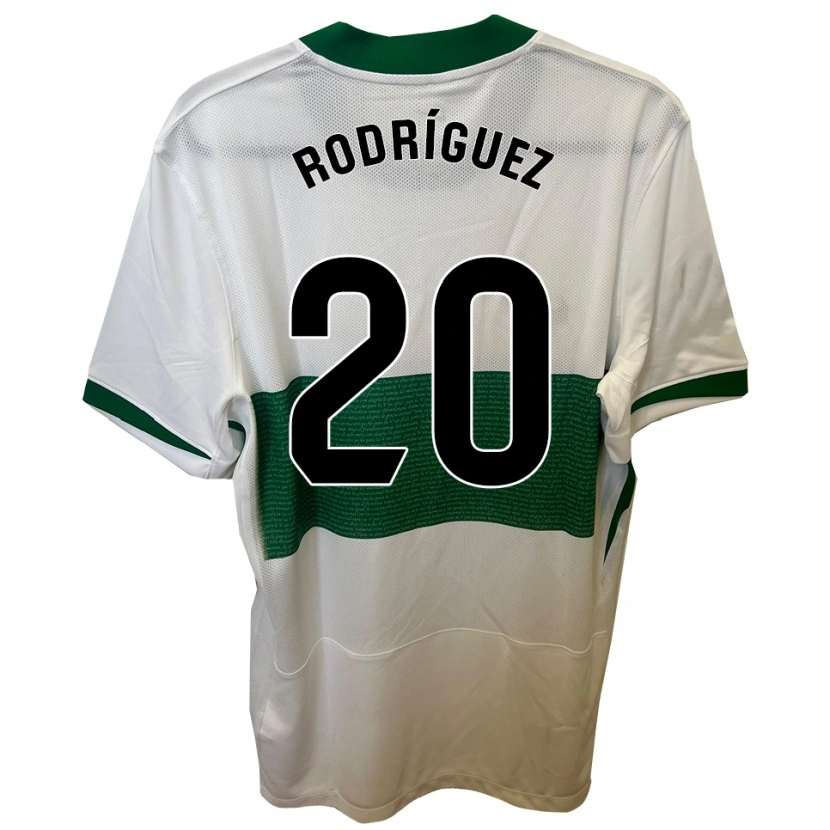 Danxen Uomo Maglia David Rodríguez #20 Bianco Verde Kit Gara Home 2025/26 Maglietta