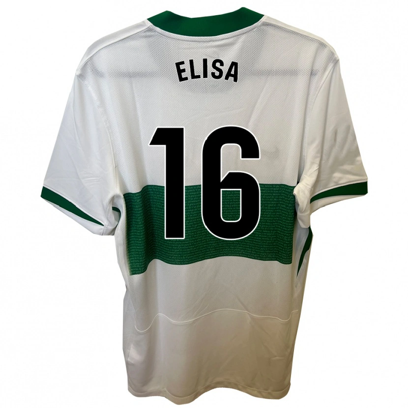 Danxen Uomo Maglia Elisa Tomé #16 Bianco Verde Kit Gara Home 2025/26 Maglietta