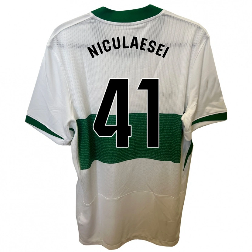 Danxen Uomo Maglia Albert Niculăesei #41 Bianco Verde Kit Gara Home 2025/26 Maglietta