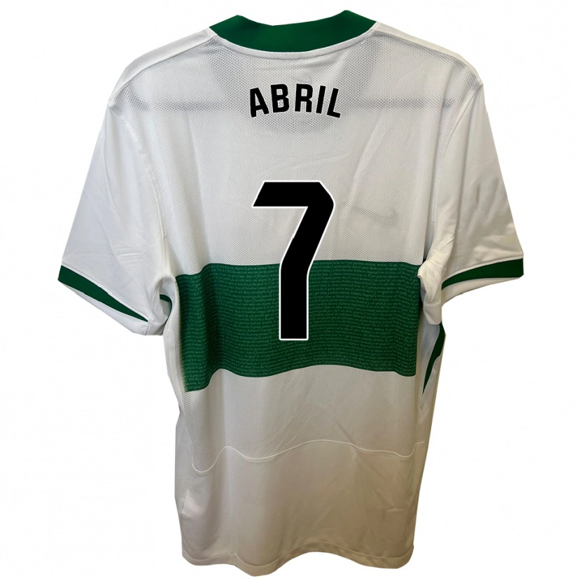 Danxen Uomo Maglia Abril Pazos Amores #7 Bianco Verde Kit Gara Home 2025/26 Maglietta