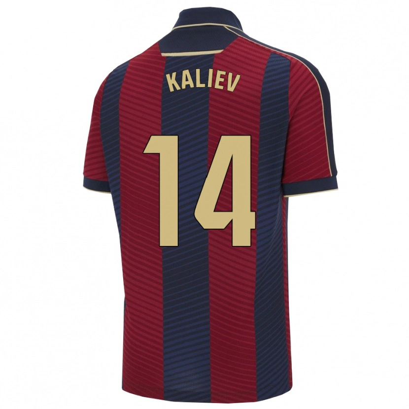 Danxen Uomo Maglia Shyngys Kaliev #14 Rosso Blu Scuro Kit Gara Home 2025/26 Maglietta