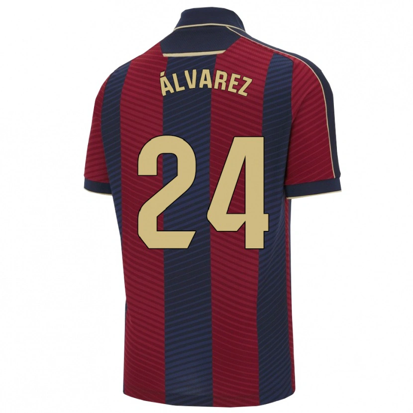 Danxen Uomo Maglia Carlos Álvarez #24 Rosso Blu Scuro Kit Gara Home 2025/26 Maglietta