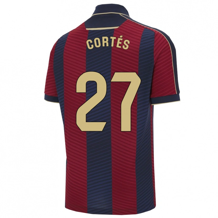 Danxen Uomo Maglia Paco Cortés #27 Rosso Blu Scuro Kit Gara Home 2025/26 Maglietta