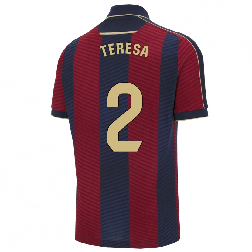 Danxen Uomo Maglia Teresa Mérida #2 Rosso Blu Scuro Kit Gara Home 2025/26 Maglietta