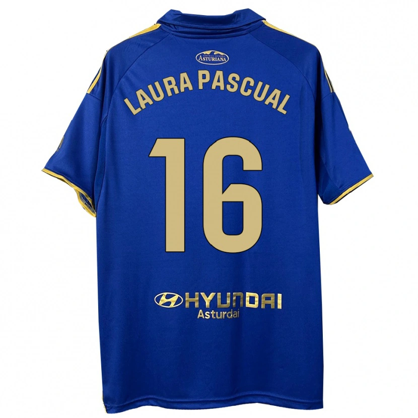 Danxen Uomo Maglia Laura Pascual #16 Blu Oro Kit Gara Home 2025/26 Maglietta