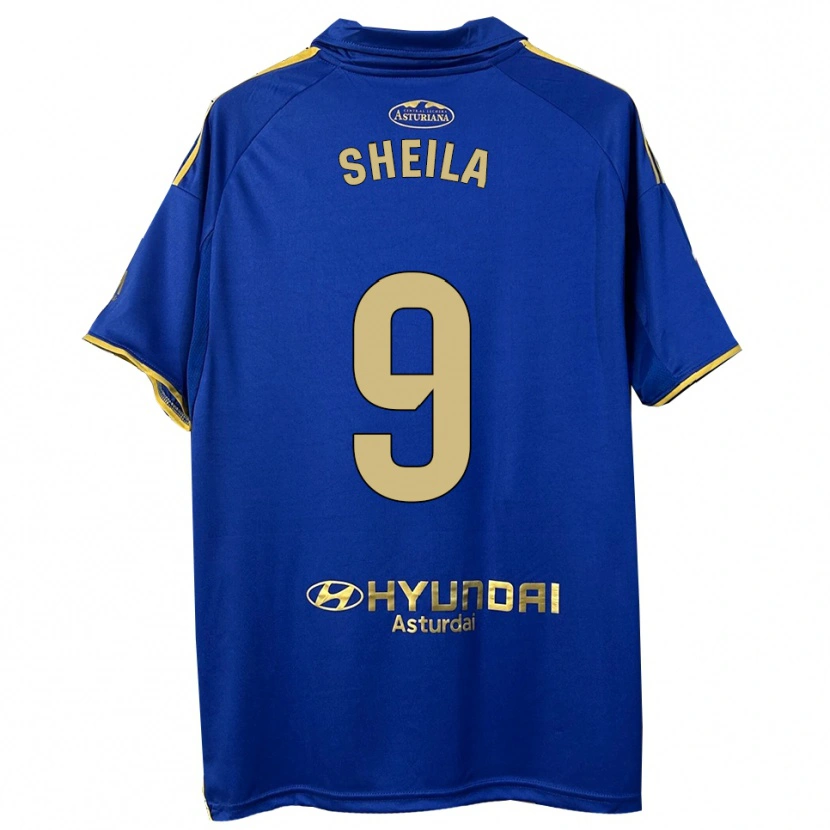 Danxen Uomo Maglia Sheila Elorza Hernández #9 Blu Oro Kit Gara Home 2025/26 Maglietta