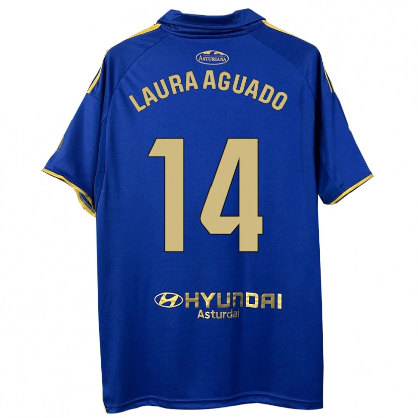 Danxen Uomo Maglia Laura Aguado #14 Blu Oro Kit Gara Home 2025/26 Maglietta