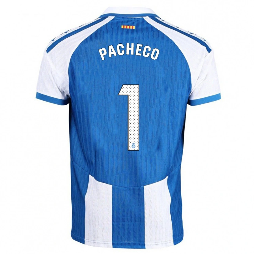 Danxen Uomo Maglia Álvaro Pacheco #1 Blu Bianco Kit Gara Home 2025/26 Maglietta