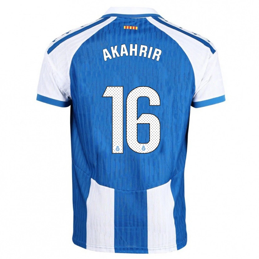 Danxen Uomo Maglia Mohamed Akahrir #16 Blu Bianco Kit Gara Home 2025/26 Maglietta