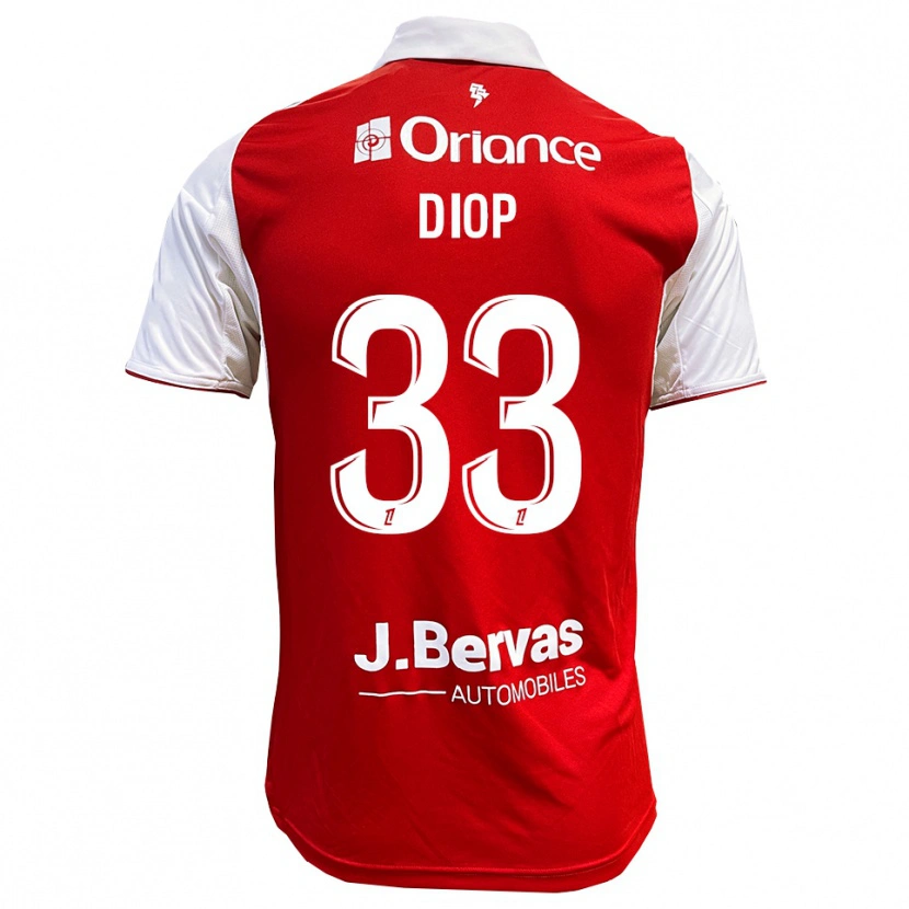 Danxen Uomo Maglia Saliou Diop #33 Rosso Bianco Kit Gara Home 2025/26 Maglietta