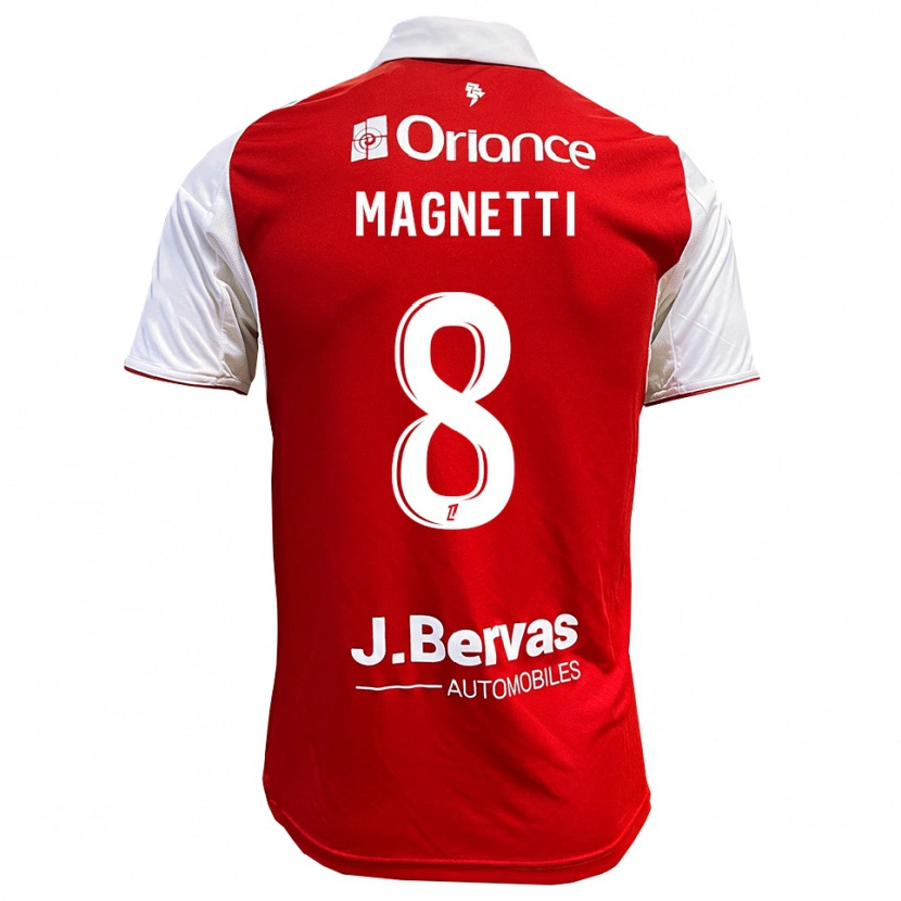 Danxen Uomo Maglia Hugo Magnetti #8 Rosso Bianco Kit Gara Home 2025/26 Maglietta