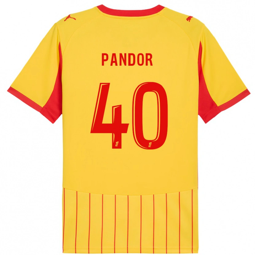 Danxen Uomo Maglia Yannick Pandor #40 Giallo Rosso Kit Gara Home 2025/26 Maglietta