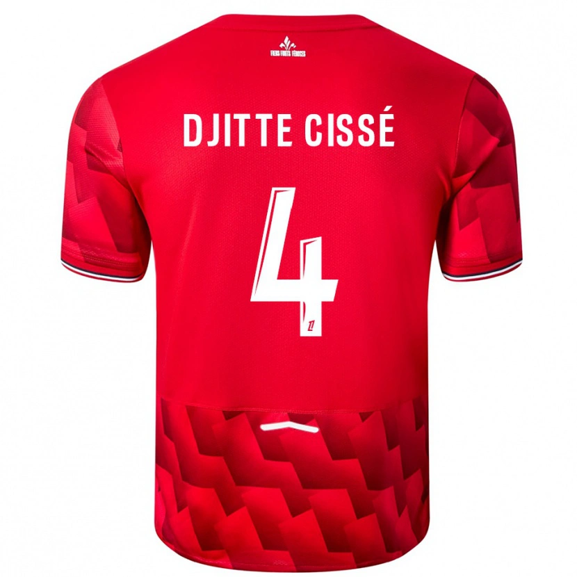 Danxen Uomo Maglia Babacar Djitte Cissé #4 Rosso Bianco Kit Gara Home 2025/26 Maglietta