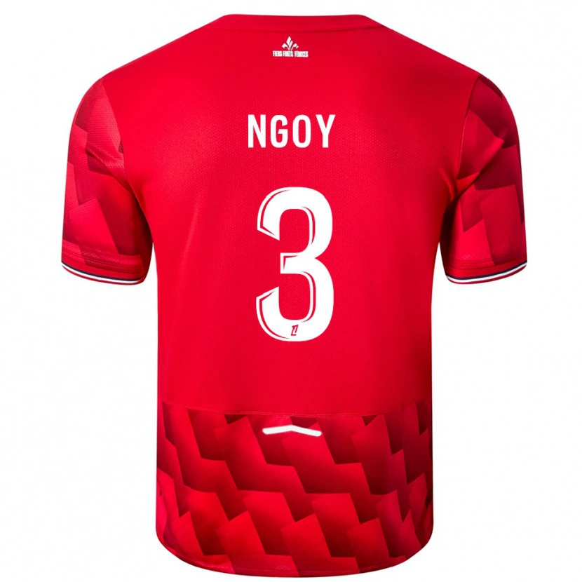 Danxen Uomo Maglia Nathan Ngoy #3 Rosso Bianco Kit Gara Home 2025/26 Maglietta