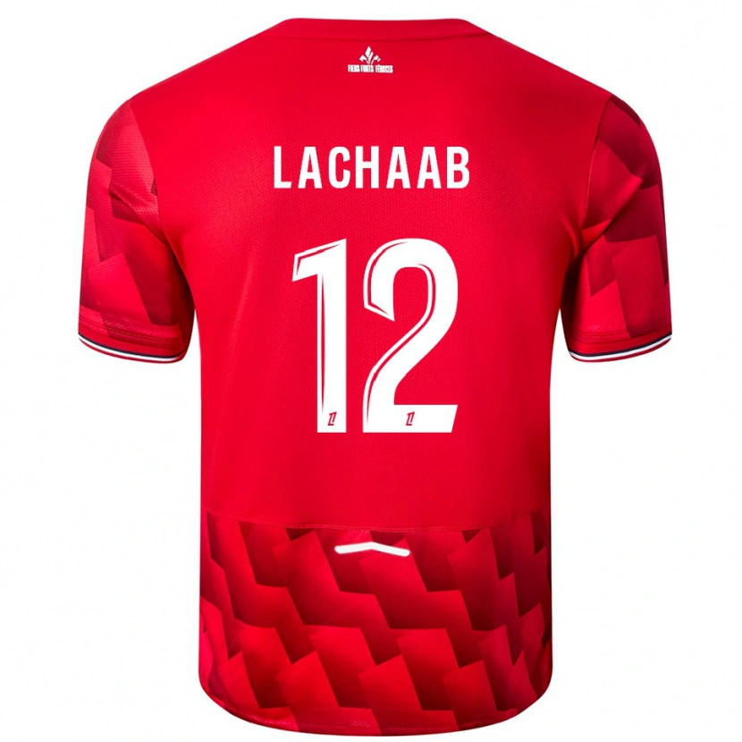 Danxen Uomo Maglia Younes Lachaab #12 Rosso Bianco Kit Gara Home 2025/26 Maglietta