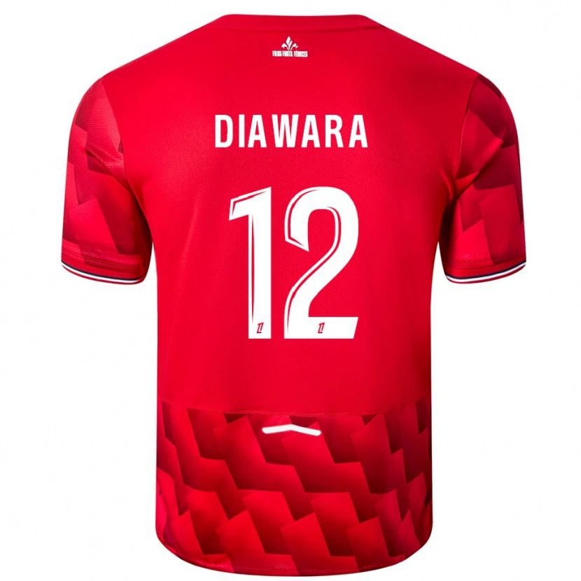 Danxen Uomo Maglia Bakari Diawara #12 Rosso Bianco Kit Gara Home 2025/26 Maglietta