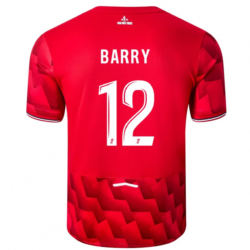 Danxen Uomo Maglia Léo Barry #12 Rosso Bianco Kit Gara Home 2025/26 Maglietta