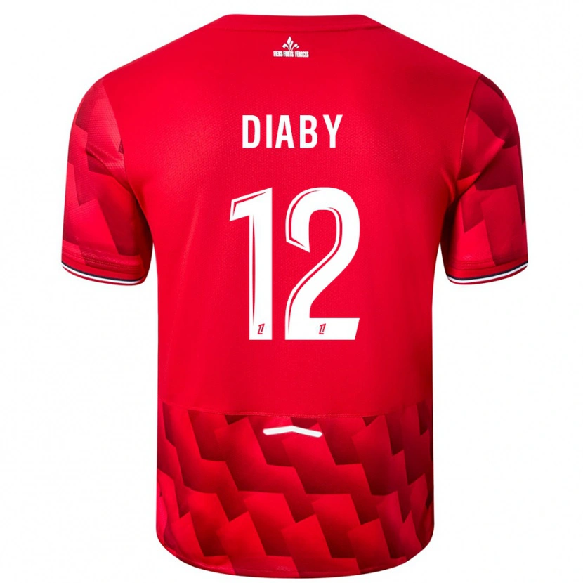 Danxen Uomo Maglia Bafodé Diaby #12 Rosso Bianco Kit Gara Home 2025/26 Maglietta