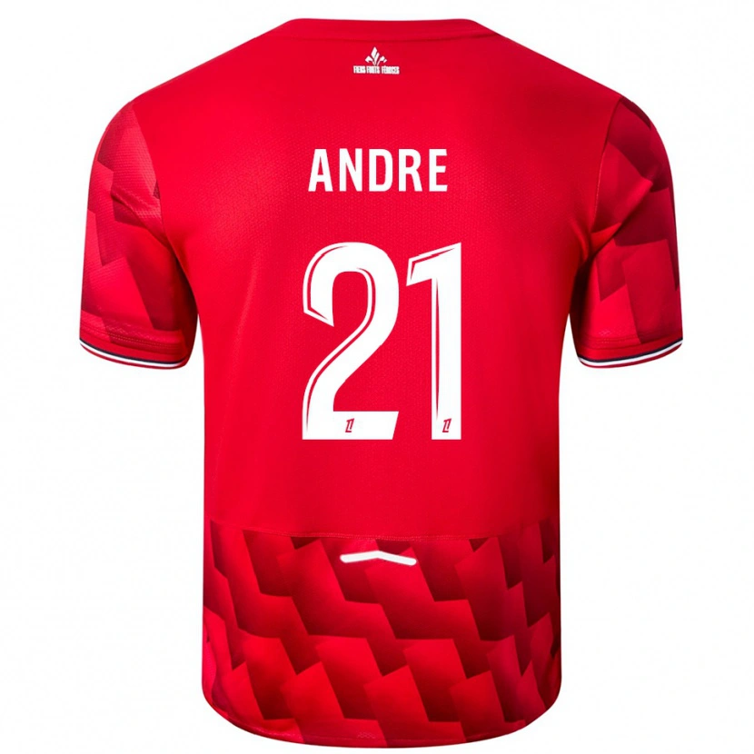 Danxen Uomo Maglia Benjamin André #21 Rosso Bianco Kit Gara Home 2025/26 Maglietta