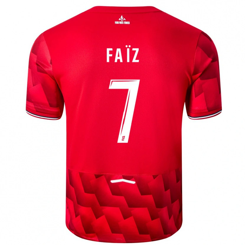Danxen Uomo Maglia Adame Faïz #7 Rosso Bianco Kit Gara Home 2025/26 Maglietta