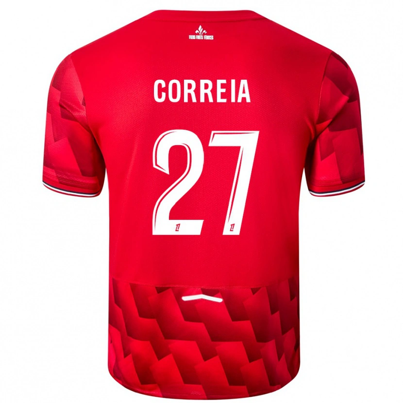 Danxen Uomo Maglia Félix Correia #27 Rosso Bianco Kit Gara Home 2025/26 Maglietta