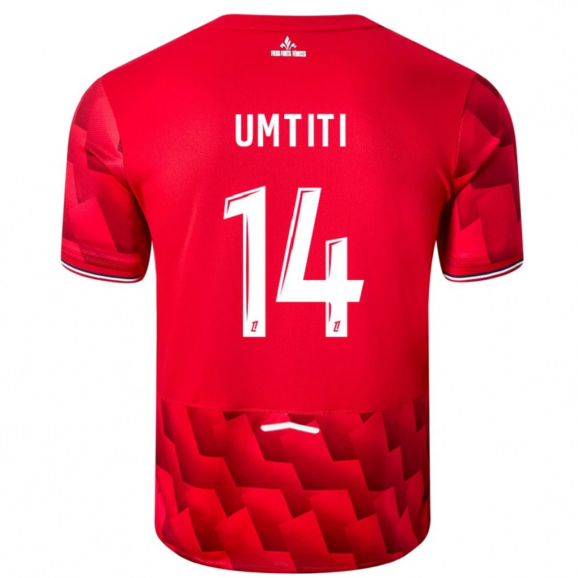 Danxen Uomo Maglia Samuel Umtiti #14 Rosso Bianco Kit Gara Home 2025/26 Maglietta