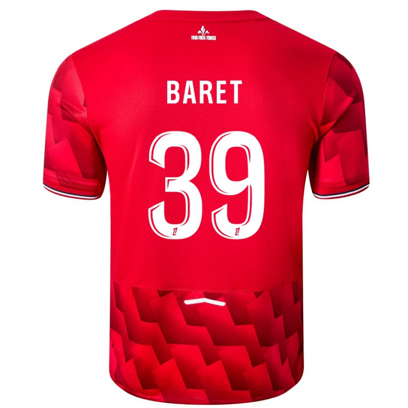 Danxen Uomo Maglia Lilian Baret #39 Rosso Bianco Kit Gara Home 2025/26 Maglietta