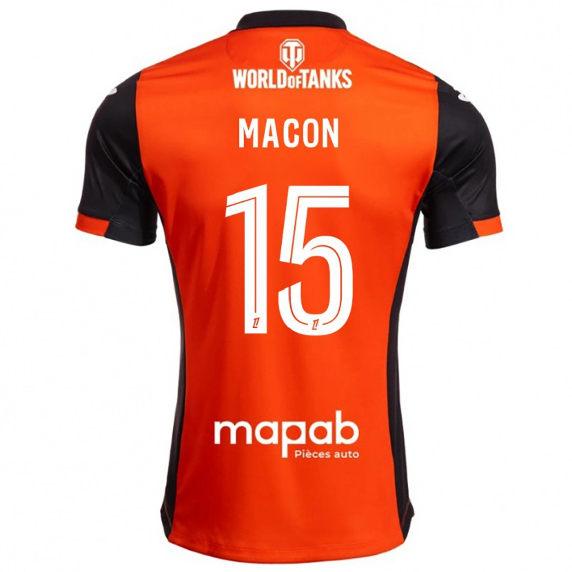 Danxen Uomo Maglia Baptiste Macon #15 Nero Arancione Kit Gara Home 2025/26 Maglietta