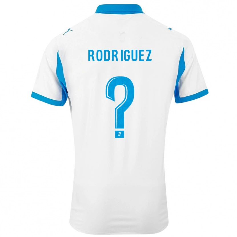 Danxen Uomo Maglia Ruben Rodriguez #0 Bianco Azzurro Kit Gara Home 2025/26 Maglietta