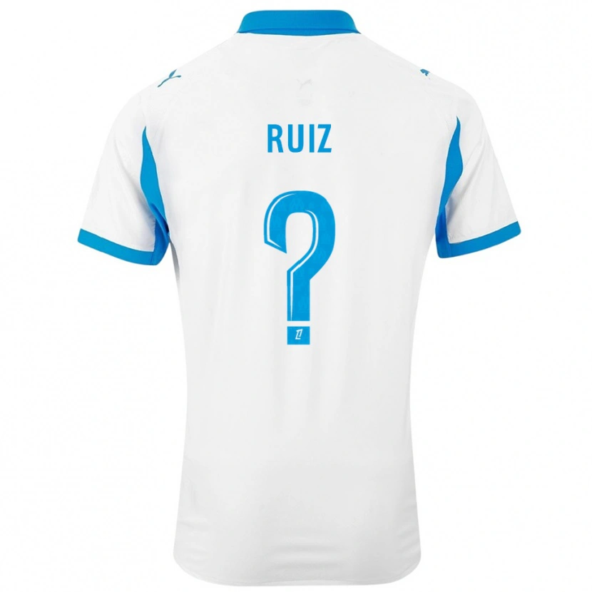 Danxen Uomo Maglia Pedro Ruiz #0 Bianco Azzurro Kit Gara Home 2025/26 Maglietta