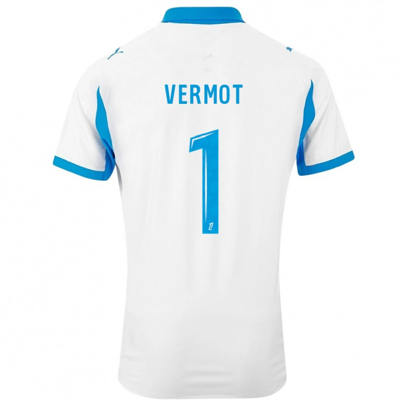 Danxen Uomo Maglia Théo Vermot #1 Bianco Azzurro Kit Gara Home 2025/26 Maglietta
