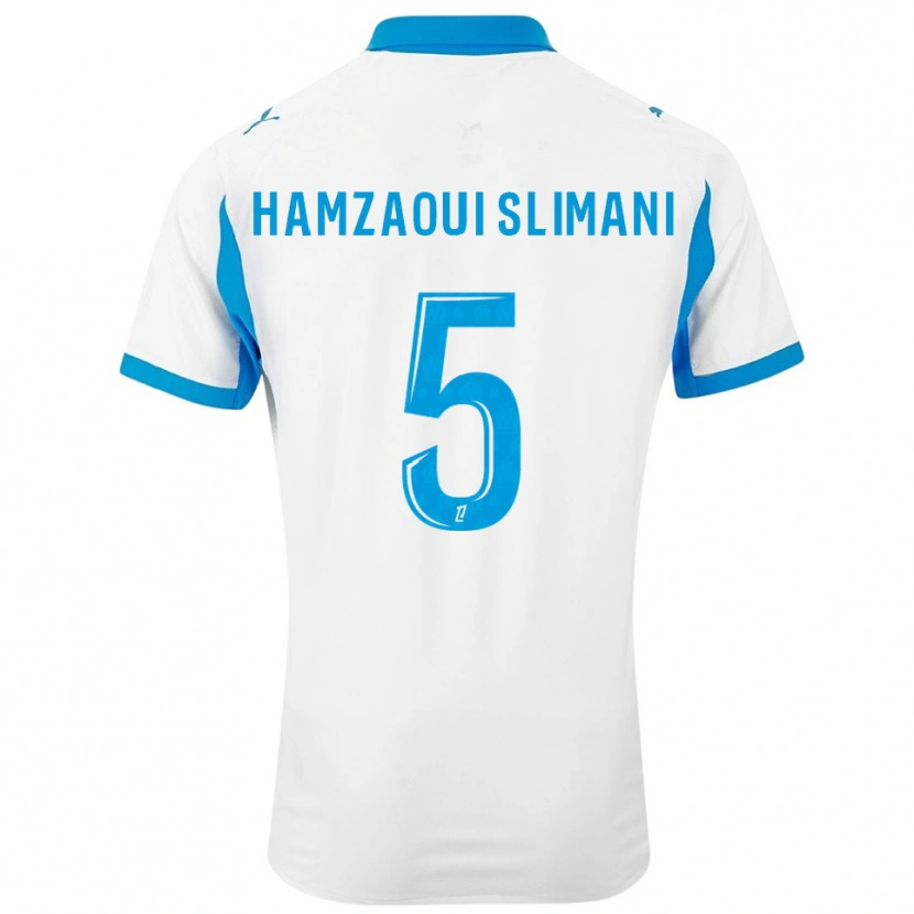 Danxen Uomo Maglia Hilan Hamzaoui Slimani #5 Bianco Azzurro Kit Gara Home 2025/26 Maglietta