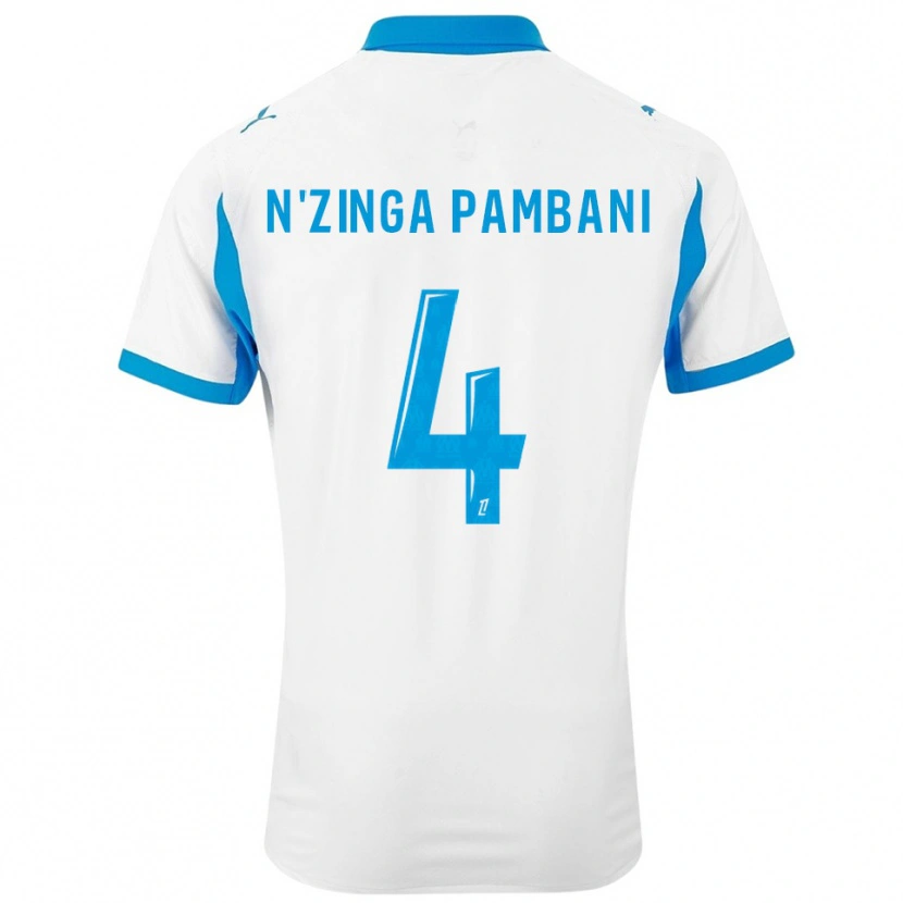 Danxen Uomo Maglia Pladi N'zinga Pambani #4 Bianco Azzurro Kit Gara Home 2025/26 Maglietta