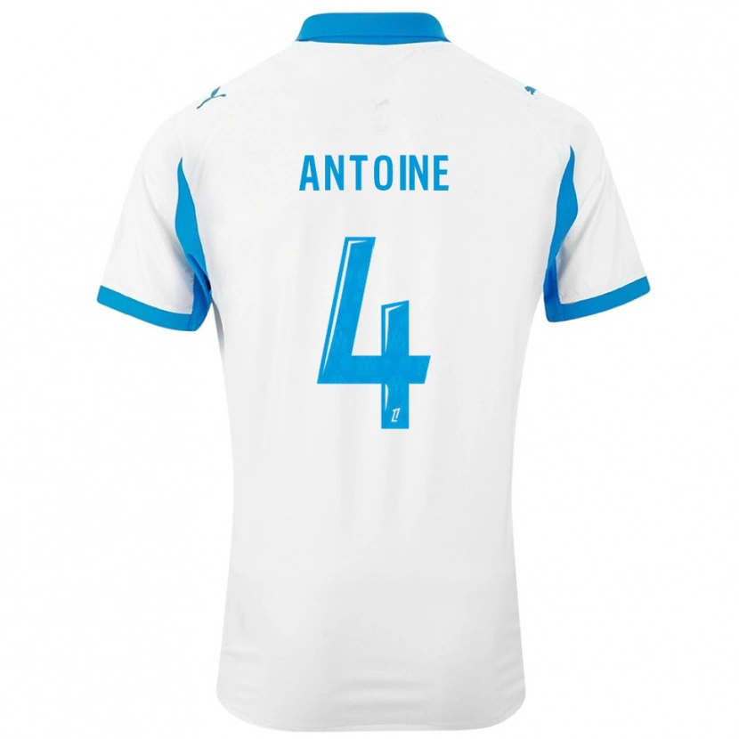 Danxen Uomo Maglia Maud Antoine #4 Bianco Azzurro Kit Gara Home 2025/26 Maglietta