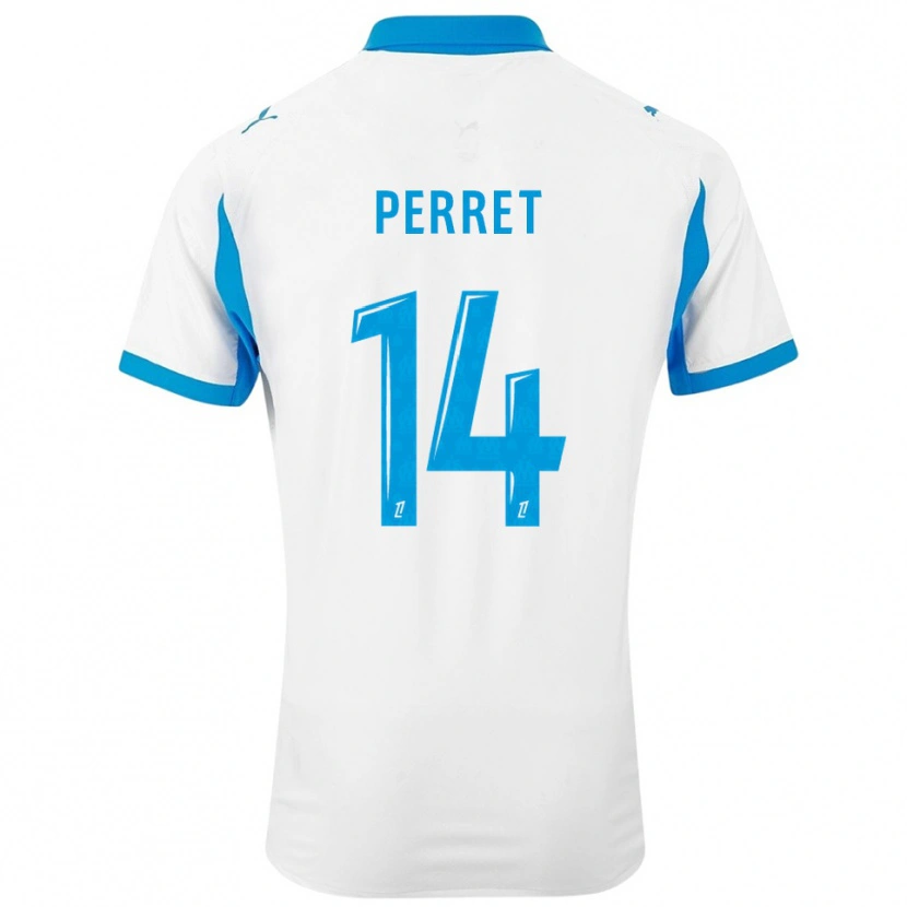 Danxen Uomo Maglia Jenny Perret #14 Bianco Azzurro Kit Gara Home 2025/26 Maglietta