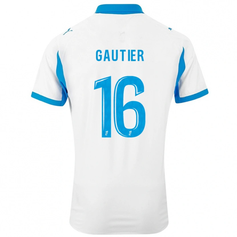 Danxen Uomo Maglia Elisa Gautier #16 Bianco Azzurro Kit Gara Home 2025/26 Maglietta